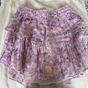 LoveShackFancy Pink and Purple Mini Skirt
